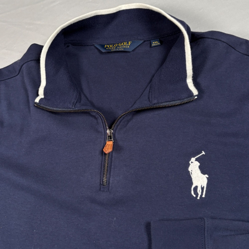Polo Golf Ralph Lauren Pullover Men XXL Navy Blue 1/4 Zip Sweatshirt